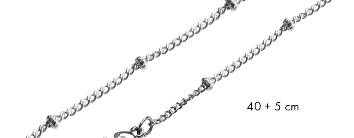 Collier chaîne boule en acier inoxydable argenté