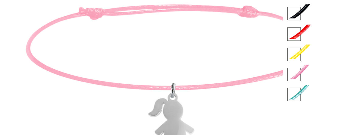 Bracelet rose ajustable pour enfant et maman en Argent 925/000 rhodié