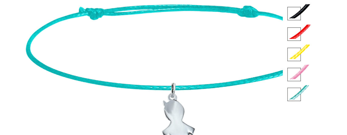 Bracelet bleu ajustable pour enfant et maman en Argent 925/000 rhodié
