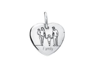 Pendentif cœur FAMILY acier argenté à personnaliser