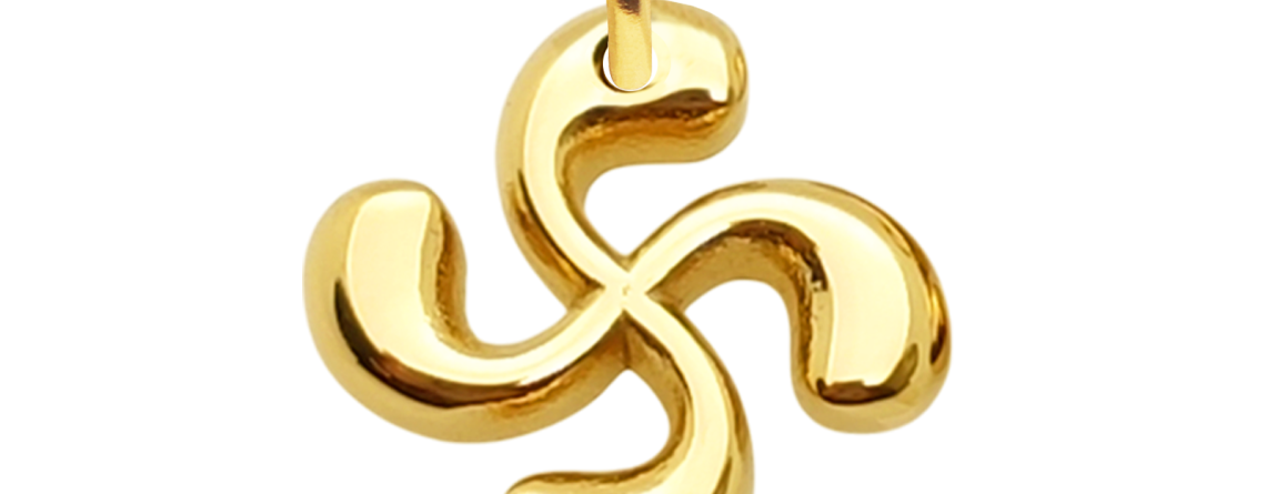 Pendentif croix basque en acier inoxydable doré - 20mm
