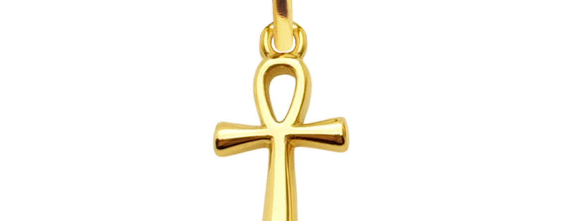 Pendentif croix égyptienne en acier inoxydable doré - 14mm