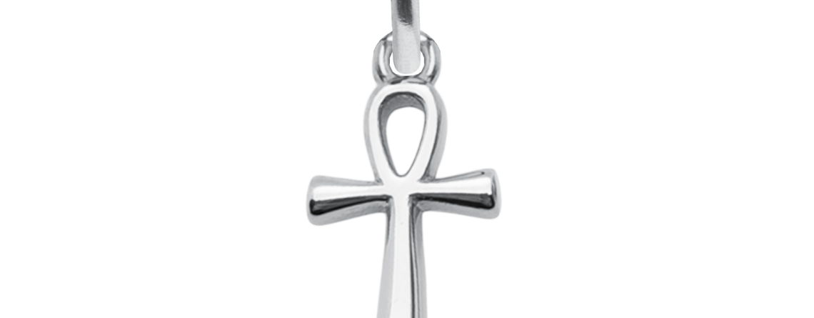 Pendentif croix égyptienne en acier inoxydable argenté -14mm