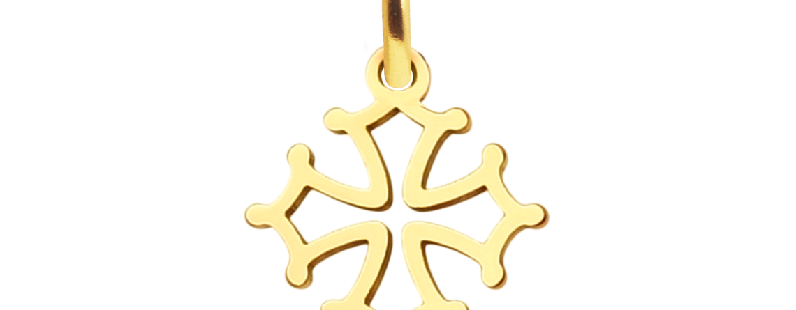 Pendentif croix occitane en acier inoxydable doré - 14mm