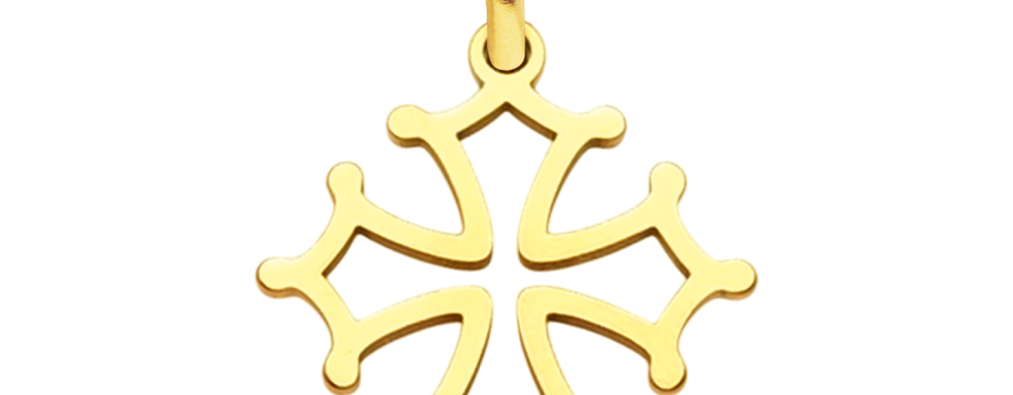 Pendentif croix occitane en acier inoxydable doré - 20mm