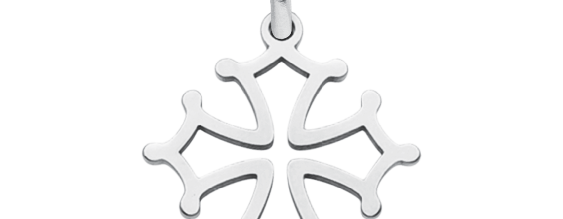 Pendentif croix occitane en acier inoxydable argenté - 20mm