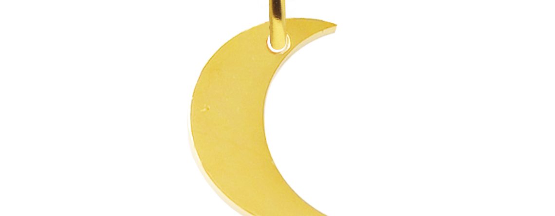 Pendentif lune en acier inoxydable doré