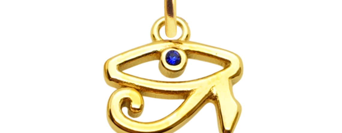 Pendentif oeil d'Horus en acier inoxydable doré - 14mm