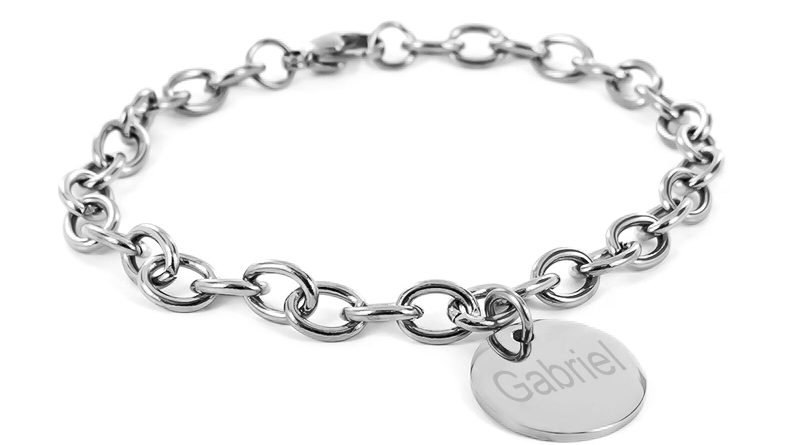 Bracelet chaine médaille 16mm en acier à personnaliser