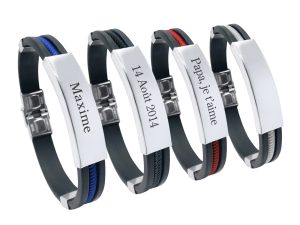 Bracelet homme silicone et acier à personnaliser