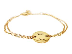 Bracelet Femme "Cannes" médaille acier doré à personnaliser