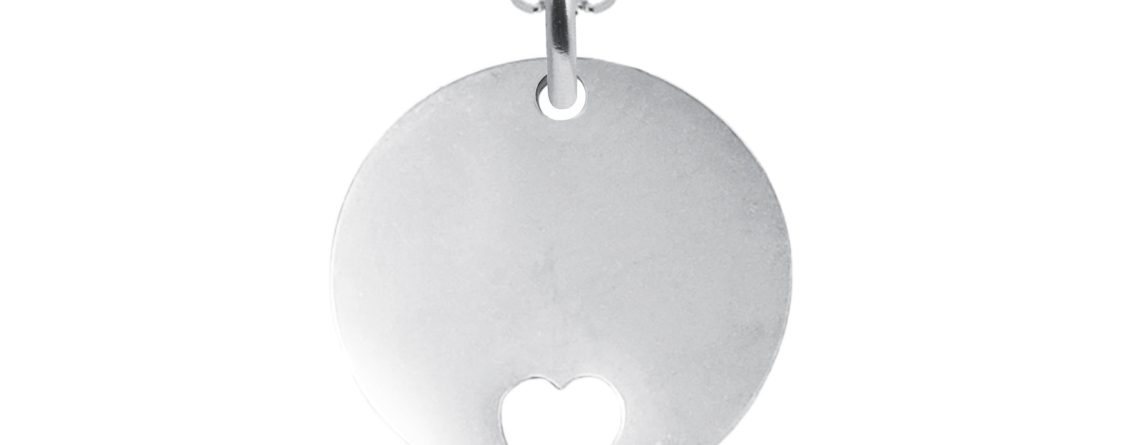 Collier médaille coeur acier à personnaliser