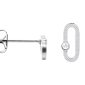 Boucles d'oreilles forme ovale avec oxydes de zirconium en acier inoxydable argenté