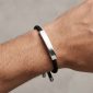Bracelet ajustable unisexe plaque à personnaliser en acier inoxydable argenté