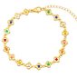 Bracelet fleurs colorées en acier inoxydable doré