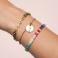 Bracelet fleurs colorées en acier inoxydable doré