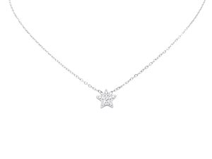 Collier étoile rehaussé d'oxydes de zirconium en acier inoxydable argenté