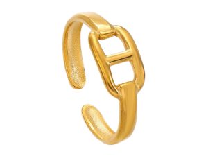 Bague ajustable maille marine en acier inoxydable doré