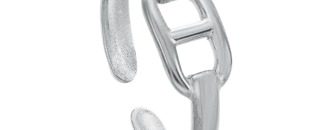 Bague ajustable maille marine en acier inoxydable argenté